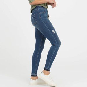 Spanx Distressed Ankle Skinny Jeans, Medium Wash - Size Large
